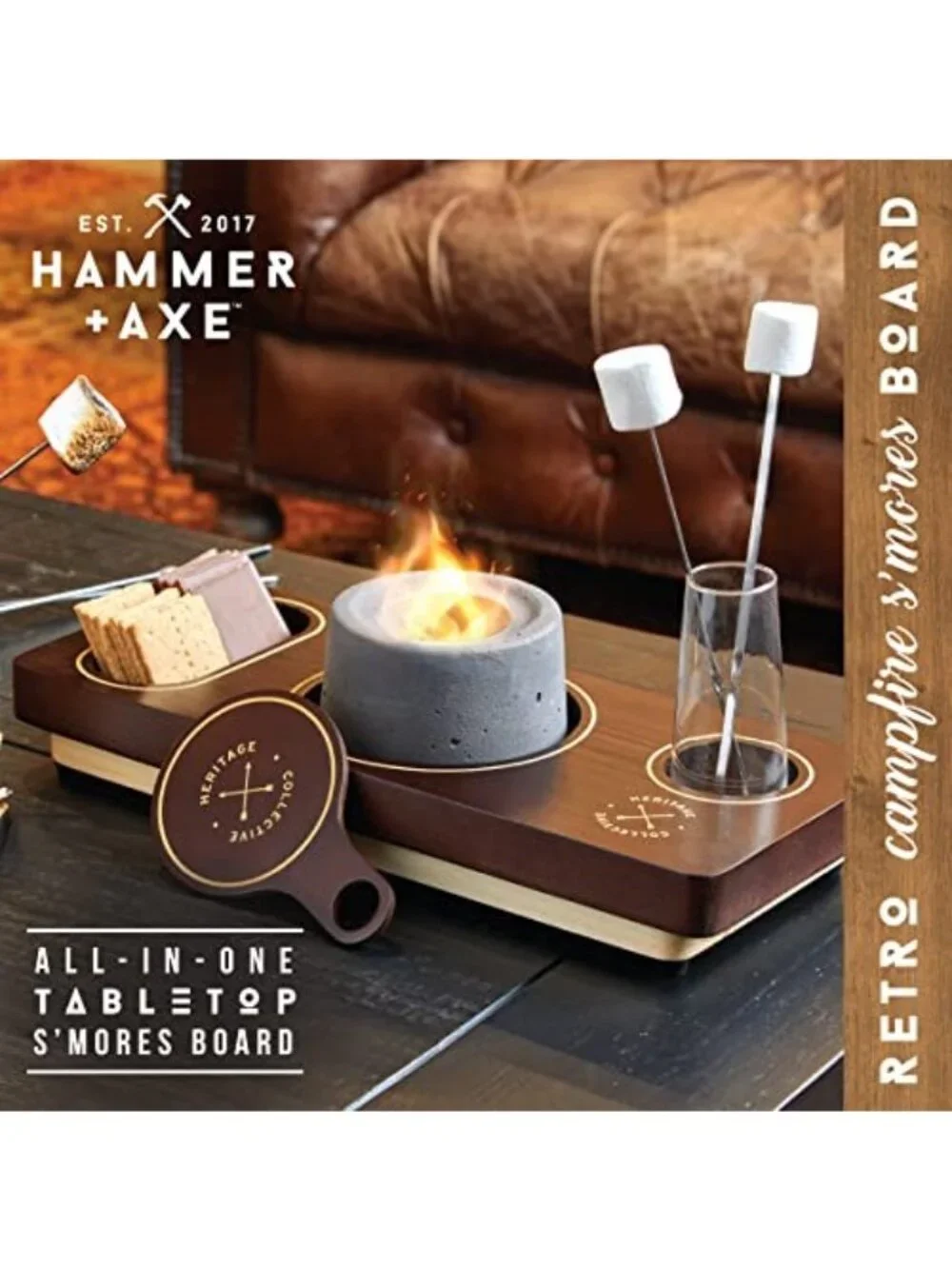 Hammer & Axe S'mores Campfire Board tabletop cook station, brand new in box